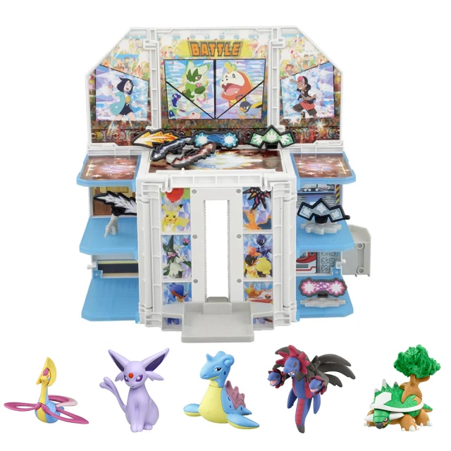 TAKARA TOMY POKEMON 精靈寶可夢 太晶化訓練對戰中心+克雷色利亞+太陽伊布+拉普拉斯+三首惡龍+土台龜