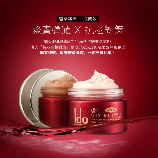 【Ido 船井醫朵】AC-11極緻抗皺賦活霜EX50g_三瓶組(緊緻面霜/乙醯基六胜肽/小分子玻尿酸)