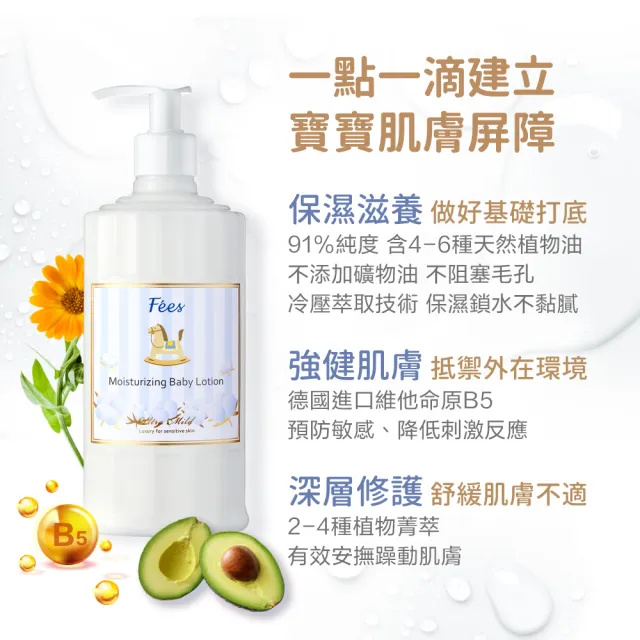 【Fees 法緻】嬰兒滋潤保濕乳液300ml 2入(棉花+蘋果)