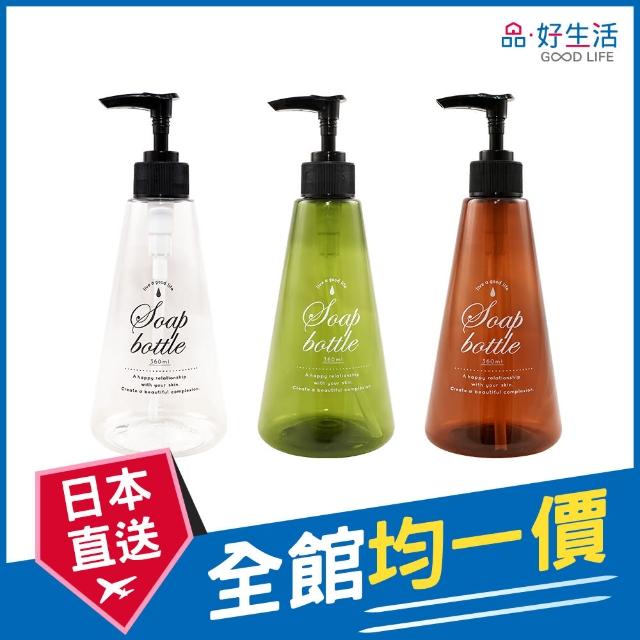 【GOOD LIFE 品好生活】文字風透明圓錐型替換壓瓶/分裝瓶（360ml）(日本直送 均一價)