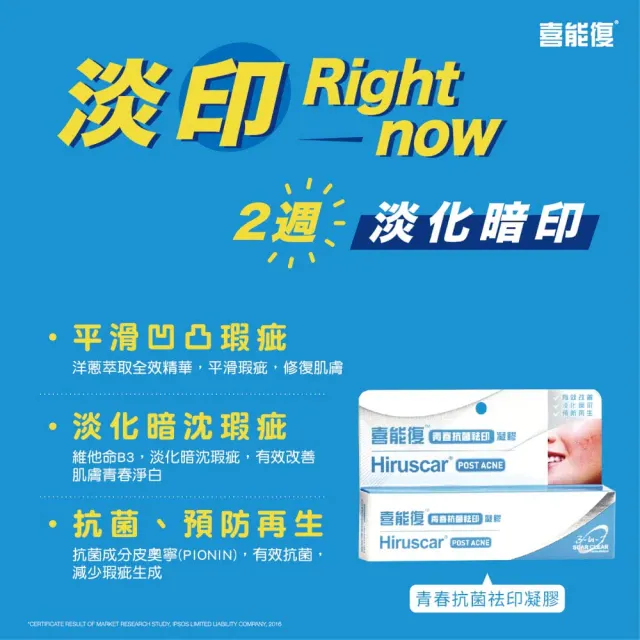 【Hiruscar 喜能復】青春抗菌祛印凝膠10g 2入組 淡化暗印(一週淡化暗印)