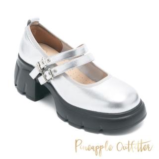 【Pineapple Outfitter】PENN 個性亮皮雙帶瑪莉珍(銀色)