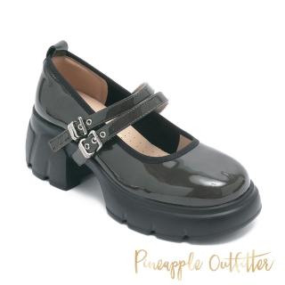【Pineapple Outfitter】PENN 個性亮皮雙帶瑪莉珍(墨綠)