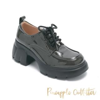【Pineapple Outfitter】MACSEN 厚底增高綁帶樂福鞋(鏡墨綠)
