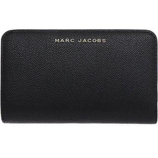 【MARC JACOBS 馬克賈伯】黑色魚子醬皮革MJ LOGO釦式零錢袋中夾