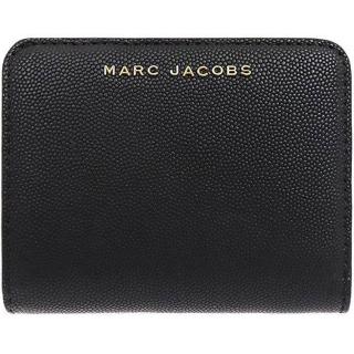 【MARC JACOBS 馬克賈伯】黑色魚子醬皮革MJ LOGO釦式零錢袋短夾