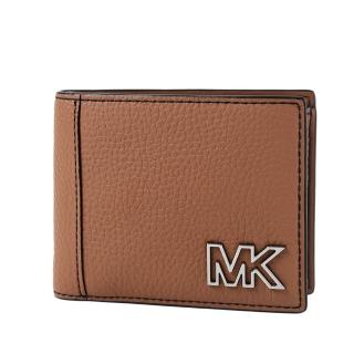 【Michael Kors】男款 鏤空LOGO荔枝紋零錢袋短夾-焦糖色