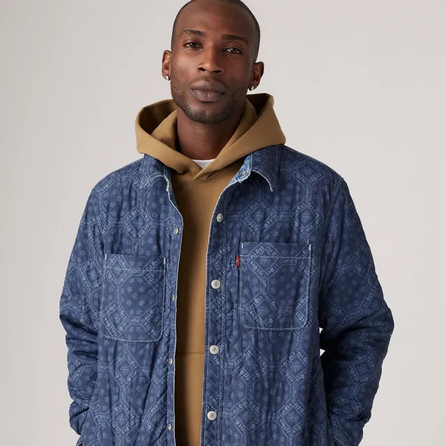 【LEVIS】男款 雙面穿丹寧襯衫式外套 熱賣單品 A8553-0000