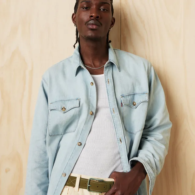 【LEVIS】男款 WESTERN寬鬆版型長袖丹寧牛仔襯衫 上衣 熱賣單品 A1919-0015