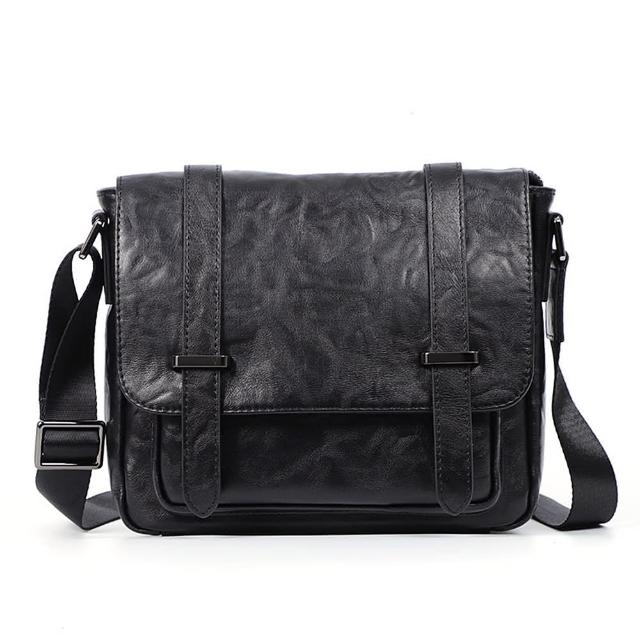 【巴黎精品】現貨+預購 側背包真皮肩背包(單肩手抓紋植鞣牛皮男包包a1hh44)