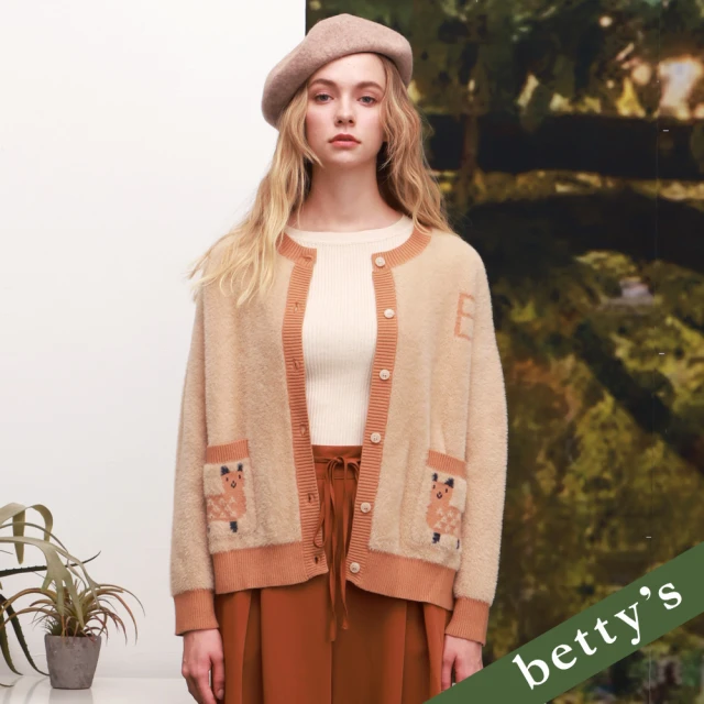 betty’s 貝蒂思 羊駝雙口袋毛海開襟上衣(駝色)