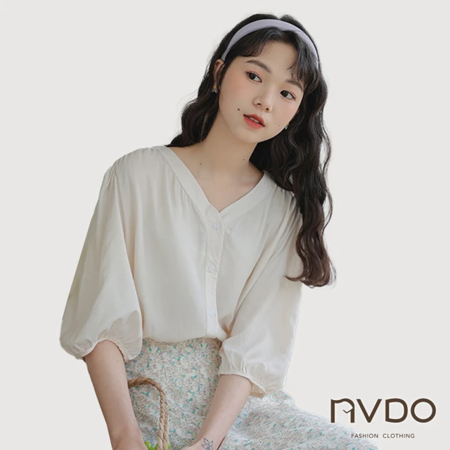 NVDONVDO 現貨 夏季薄款泡泡中袖襯衫(M-2XL)