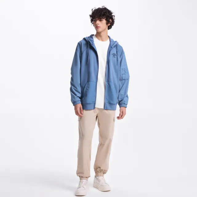 【GAP】男裝 Logo純棉刺繡連帽外套-藍色(637175)
