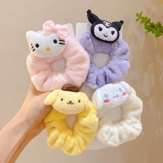 【東京 Ito】毛絨兒童卡通可愛髮圈(扎頭繩高彈性橡皮筋女髮飾品 庫洛米 布丁玉桂狗)