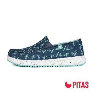 【Walk In Pitas】男鞋 WAVE BONES 時尚懶人鞋/休閒鞋(PI2447-080 歡樂骷髏藍/藍綠)