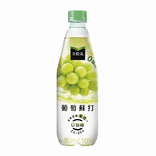 【美粒果】零加糖蘋果/葡萄/蜜桃蘇打寶特瓶500ml x24入/箱