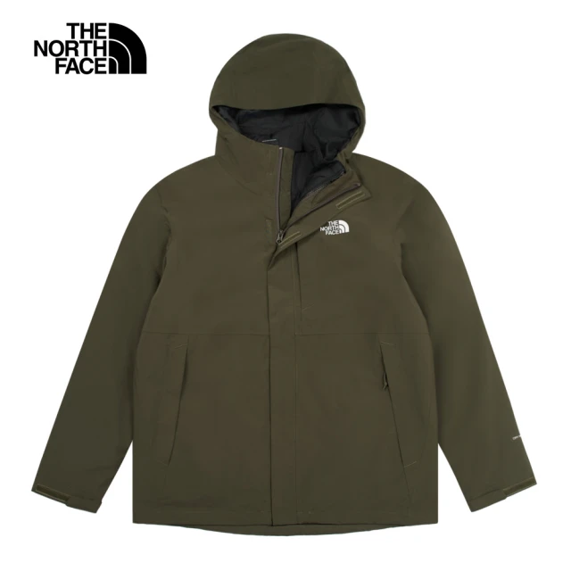 The North Face 北面男款綠色防水透氣保暖鋪棉內裡三合一外套｜81RNBQW