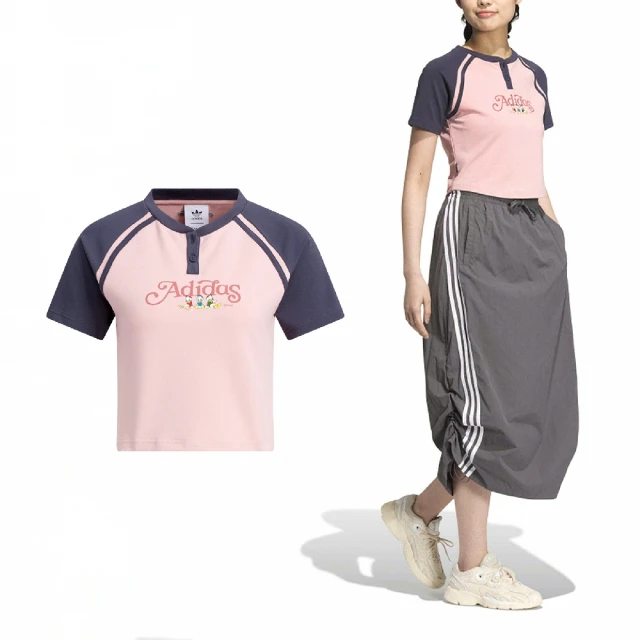 adidas 愛迪達 短版上衣 HDL GFX Tee 女款 粉紅 紫 唐老鴨姪子 迪士尼聯名 愛迪達(JP1429)