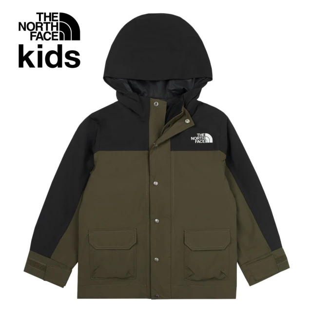 The North Face 北面兒童綠色防水透氣舒適保暖連帽羽絨內裡三合一外套｜8A3GROY