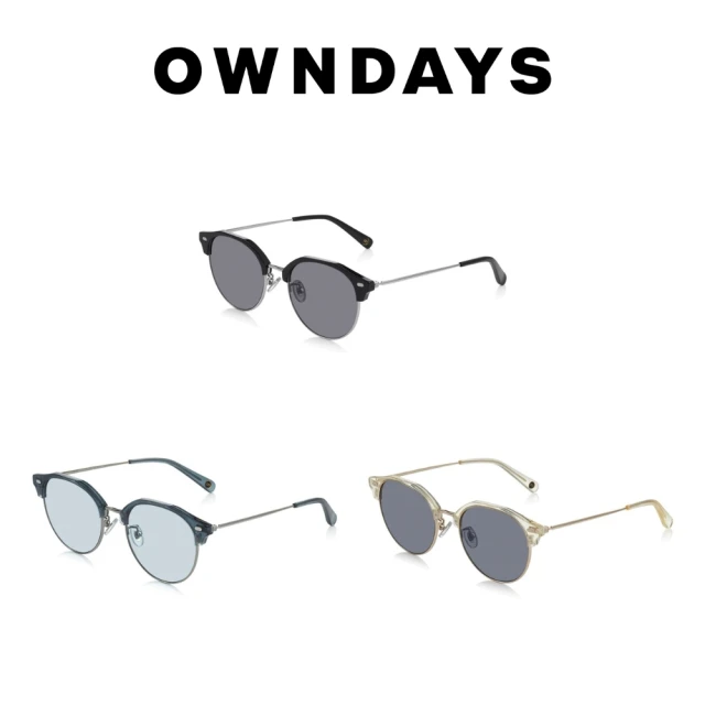 OWNDAYS 時尚金屬眉型膠框墨鏡(SUN1066T-2S)