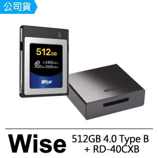 【Wise 裕拓】512GB CFexpress 4.0 Type B 超高速記憶卡 + RD-40CXB 專屬單槽讀卡機(公司貨)