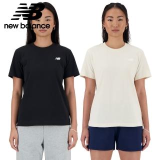 【NEW BALANCE】NB 撞色刺繡棉質短袖上衣 女性 黑/杏色 WT41509BK WT41509LIN(美版 版型偏大)