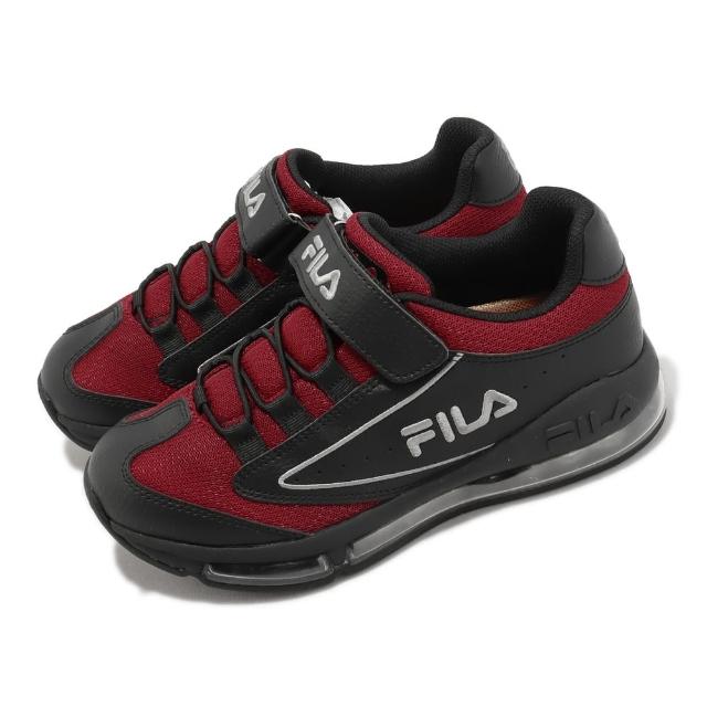 【FILA】FILA KIDS 大童氣墊籃球運動鞋-黑紅(3-B802X-024)