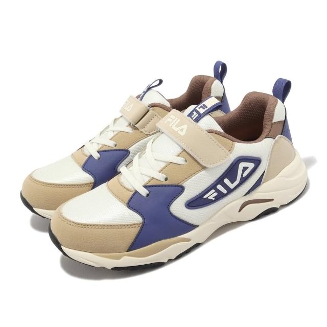 【FILA】FILA KIDS 大童輕量慢跑運動鞋 卡其棕藍(3-J803X-931)