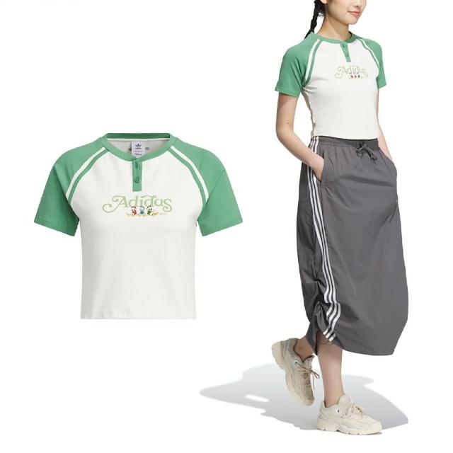 【adidas 愛迪達】短版上衣 HDL GFX Tee 女款 綠 唐老鴨姪子 迪士尼聯名 愛迪達(JP1430)