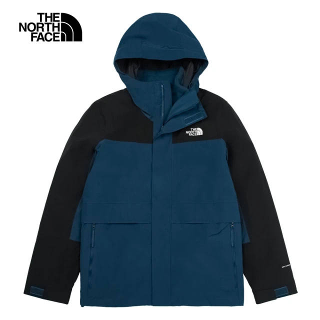 【The North Face 官方旗艦】北面男款藍黑色DryVent防水透氣抓絨內裡三合一外套｜89YX7OW