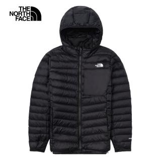 【The North Face 官方旗艦】北面女款黑色DWR防潑水保暖連帽羽絨外套｜89Y4JK3(700蓬鬆度)