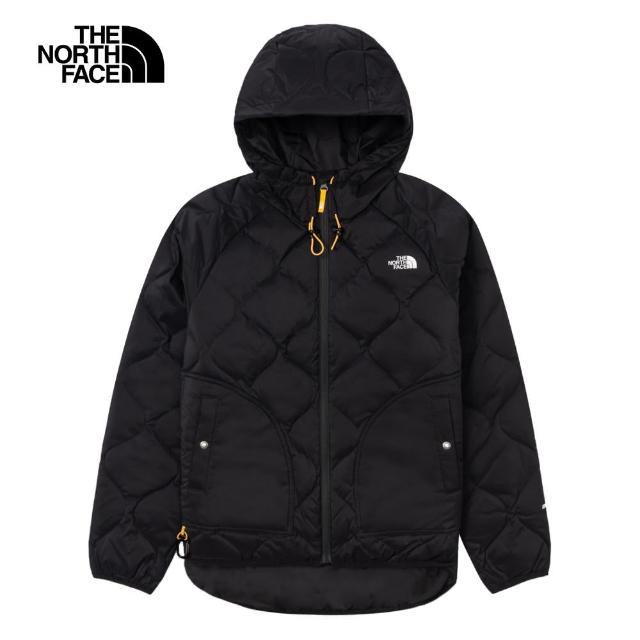 【The North Face 官方旗艦】北面女款黑色DWR防潑水保暖可打包連帽羽絨外套｜83SO4H0