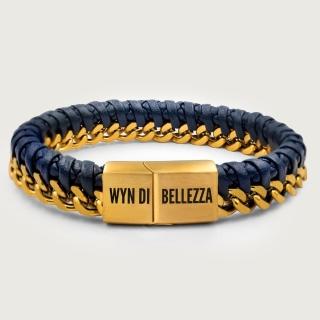 【WYN DI BELLEZZA】WYN 皮革編織手鍊 - 榮耀 - 金(男性手環)