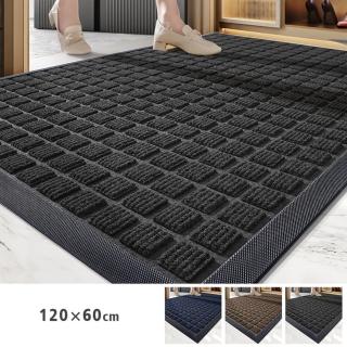 【聚時柚】3D刮泥吸水120*60cm玄關腳踏墊(滌綸圈絨壓花橡膠地墊)