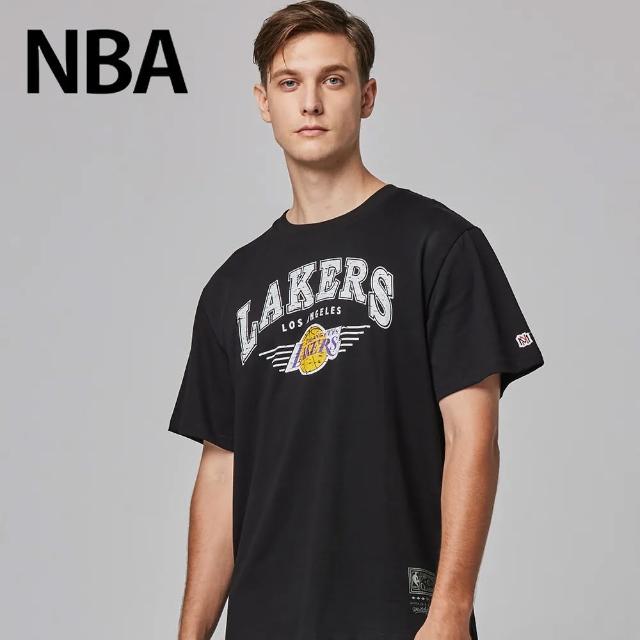 【NBA】全球獨家款Mitchell&Ness-洛杉磯湖人-隊徽LOGO經典印花短T(黑色)