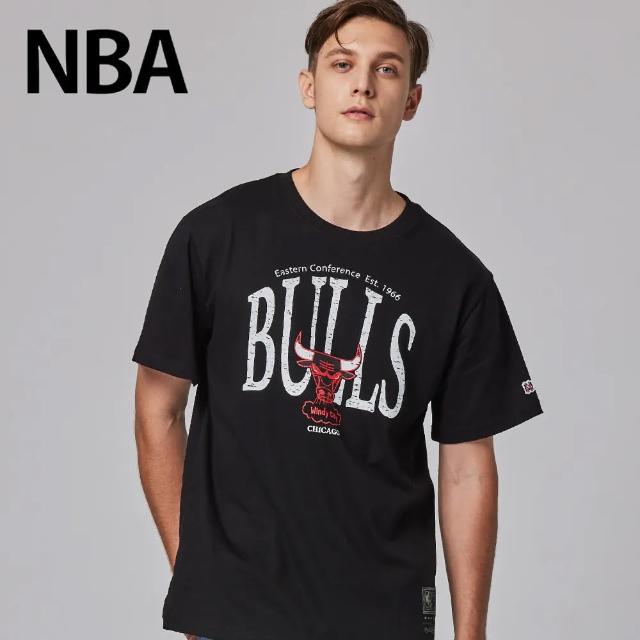 【NBA】全球獨家款Mitchell & Ness-芝加哥公牛-隊徽LOGO經典印花短T(黑色)