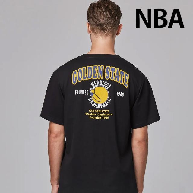 【NBA】Mitchell & Ness-金州勇士-隊徽LOGO經典背後印花短T(黑色)