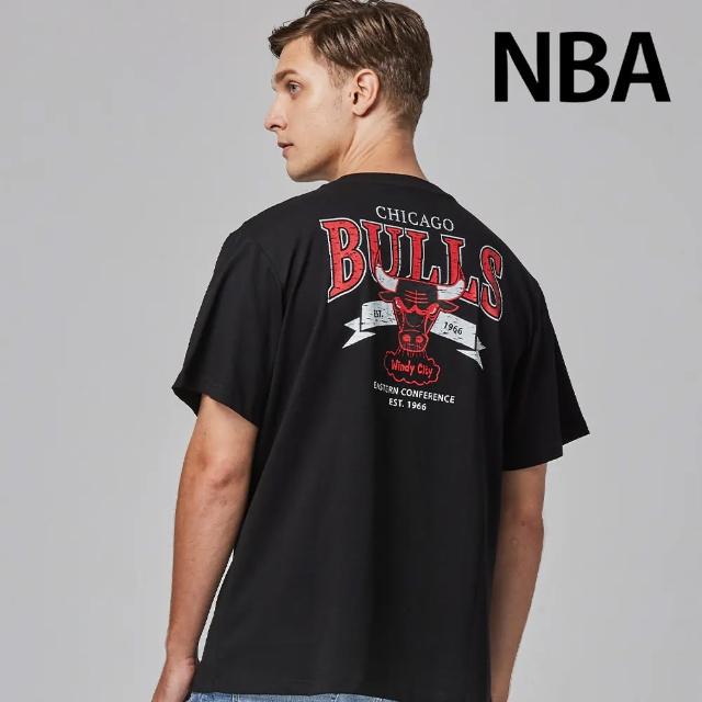 【NBA】Mitchell & Ness-芝加哥公牛-隊徽LOGO經典背後印花短T(黑色)