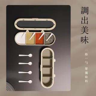 【小茉廚房】分格調味罐 調味盒 香料罐 鹽罐 胡椒罐(附勺子)