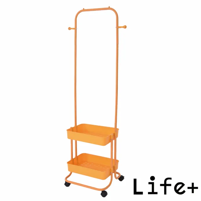 【Life+】北歐簡約多功能移動式雙層落地衣帽架/掛衣架/置物架_2入/組(曬衣架 衣架 吊衣架 掛衣架)