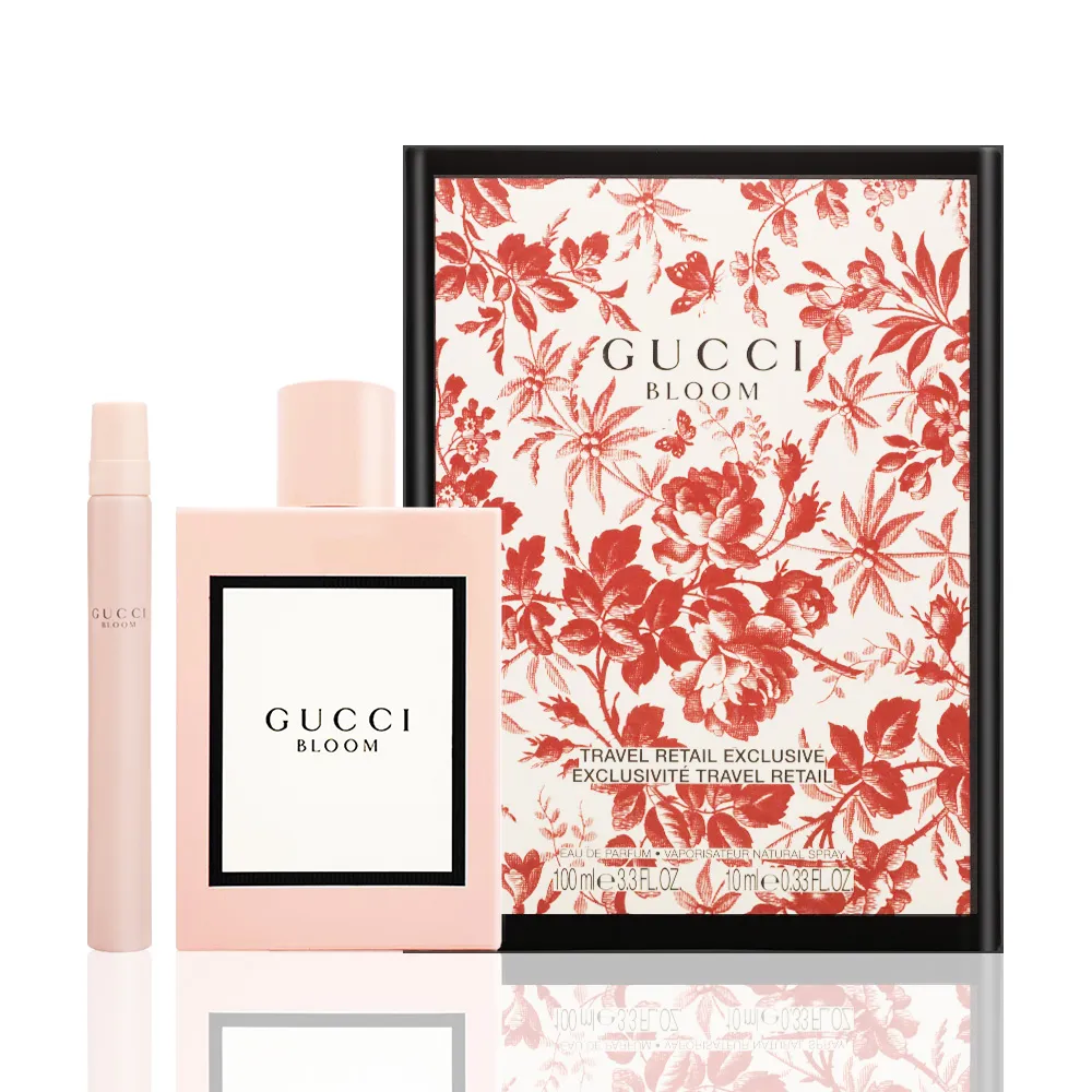 【GUCCI 古馳】花悅女性香水套裝 100ml+10ml(國際航空版.BLOOM花悅女性淡香精)