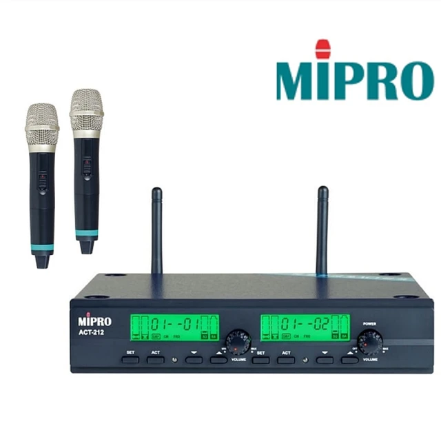 MIPROMIPRO ACT-212 UHF 類比雙頻道接收機(搭配2支手握式無線麥克風)