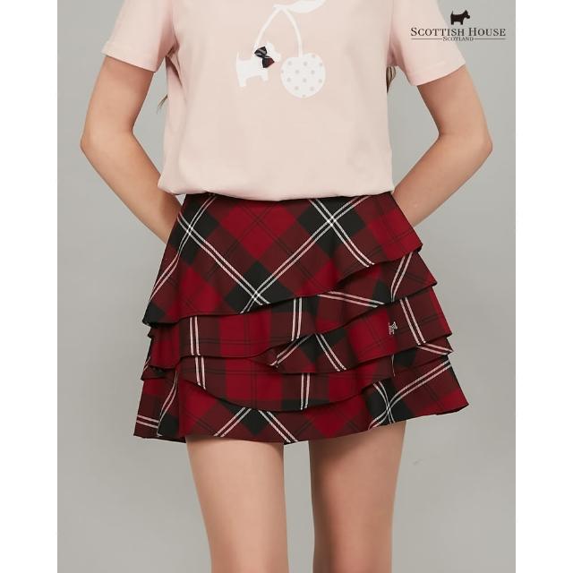 【SCOTTISH HOUSE】紅黑格 不對稱波浪短裙 CHUB2111