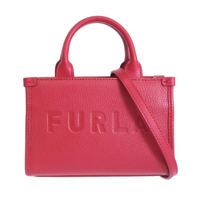 FURLA 芙拉 WE00536 法國經典荔枝牛皮壓印LOGO手提肩背迷你斜背包(紅色)