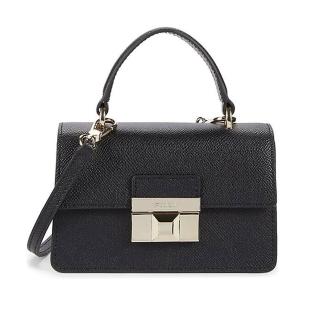 【FURLA 芙拉】WE00479 法國經典防刮牛皮迷你手提斜揹包(黑色)