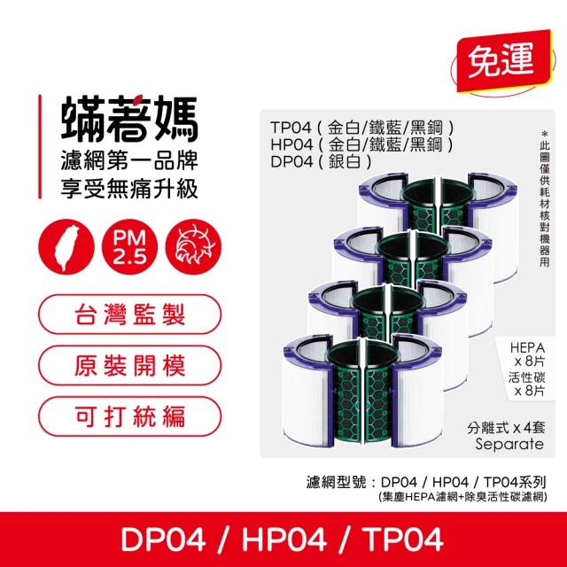 蟎著媽 濾網4套優惠組(適用 戴森 Dyson DP04 TP04 HP04 空氣清淨機)