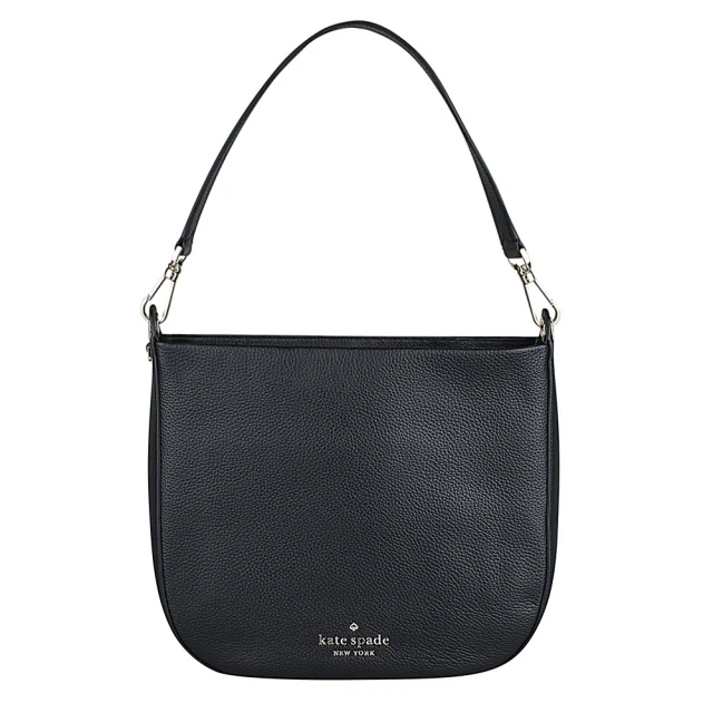 KATE SPADE Kate Spade LEXY LOGO拉鍊荔枝紋牛皮肩背包(黑)