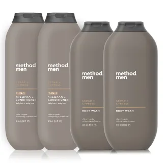 【method 美則】男仕時尚洗髮沐浴美學2+2(香氛洗沐 奢華香水 法國調香)