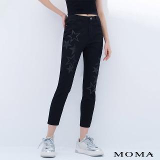 【MOMA】酷甜星星彈力窄管褲(黑色)