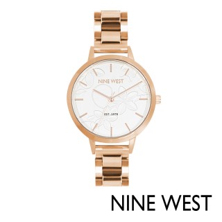【NINE WEST 官方直營】Anagalis綻放系列鋼鍊腕錶/手錶-NW23938-06Z(珍珠白)